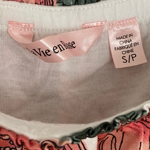 NEW La Vie En Rose Pink White and Green Floral Tank Top With Removable Straps S - Picture 8 of 9